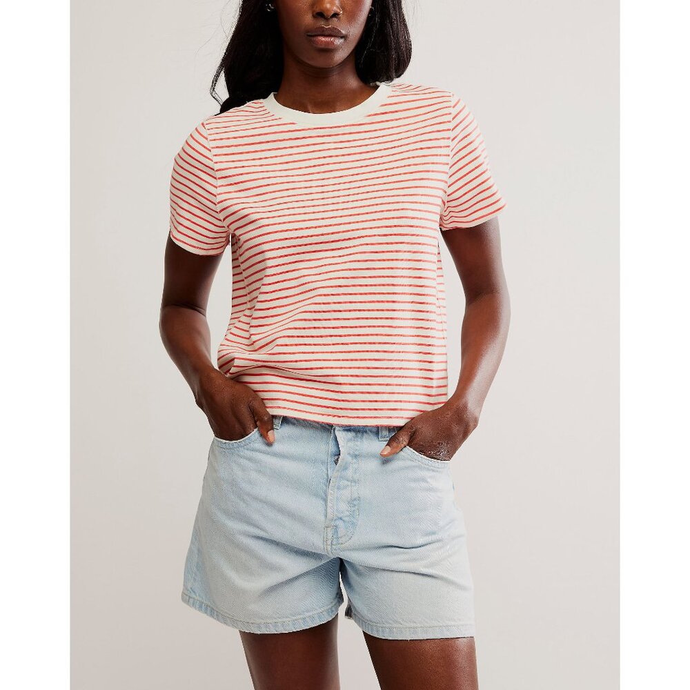 Free People We The Free Everyday Striped Tee – Ivory Combo – Size L